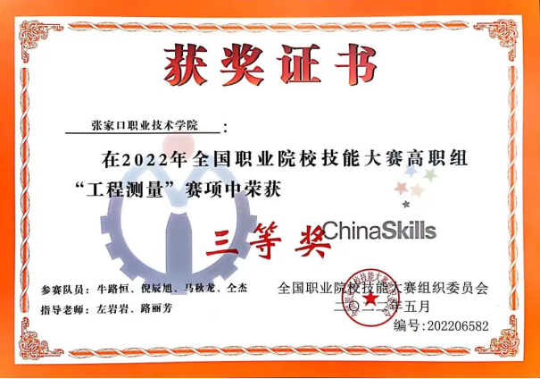 喜报 | best365代表队在2022年全国职业院校技能大赛高职组“工程测量”赛项喜获三等奖